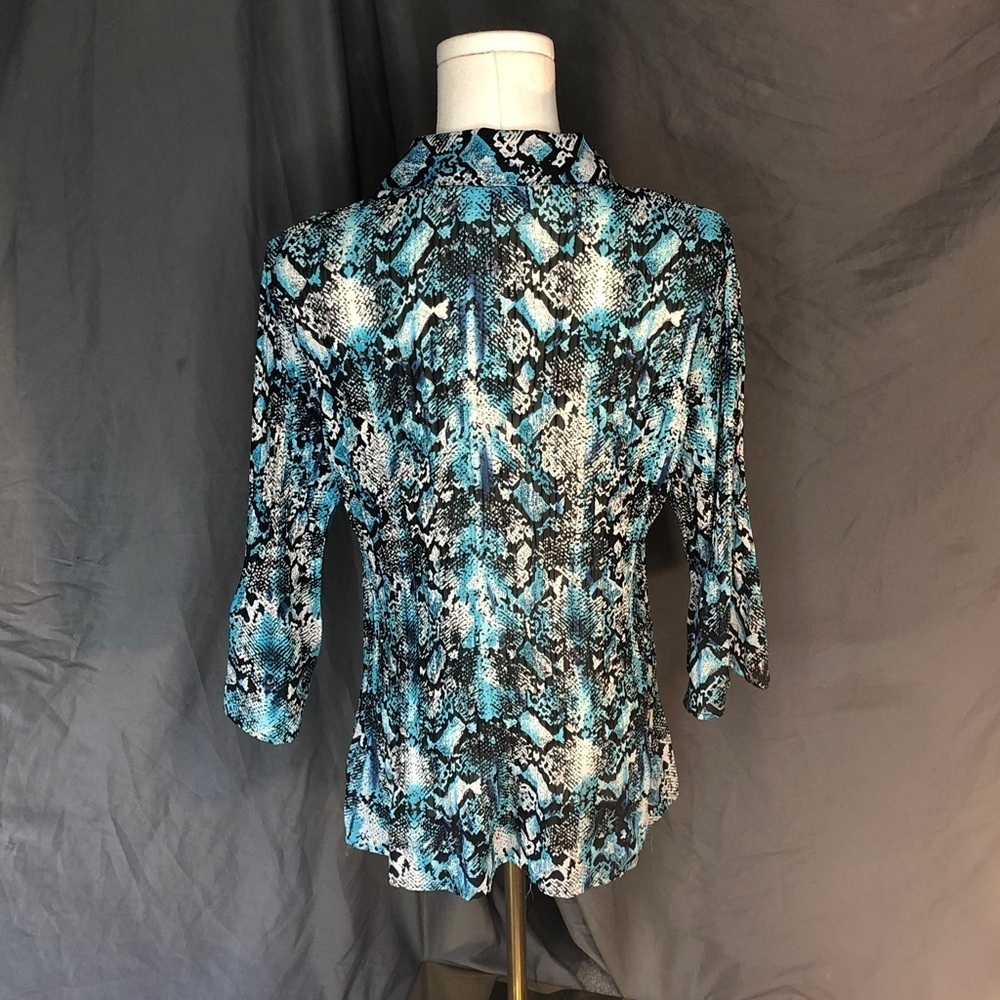 Vintage 90’s Fashion Bug Blue and Black Blouse Size Large - Picture 6 of 15